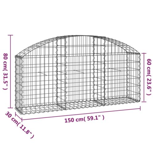 Arched Gabion Basket 150x30x60/80cm Galvanised Iron - Image 5