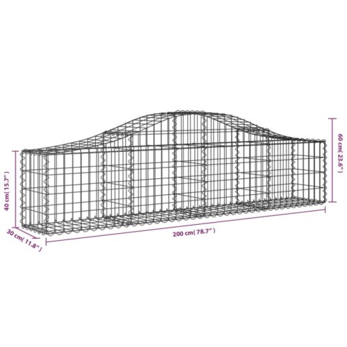 Arched Gabion Basket 200x30x40/60cm Galvanised Iron - Image 5