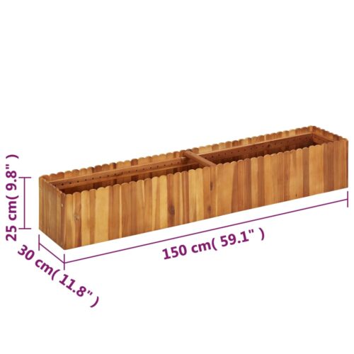 Garden Raised Bed 150x30x25cm Solid Acacia Wood - Image 7