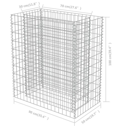 Gabion Raised Bed Galvanised Steel 90x50x100cm - Image 8