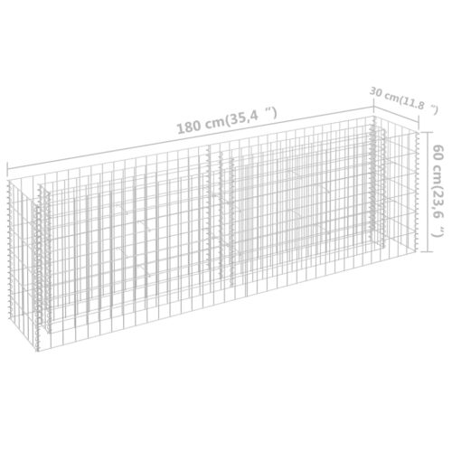 Gabion Raised Bed Galvanised Steel 180x30x60cm - Image 7