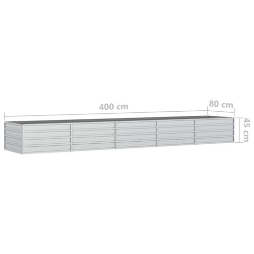 Garden Raised Bed 400x80x45cm Galvanized Steel Silver - Image 7