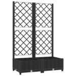 Garden Planter with Trellis Black 80x40x121.5cm PP