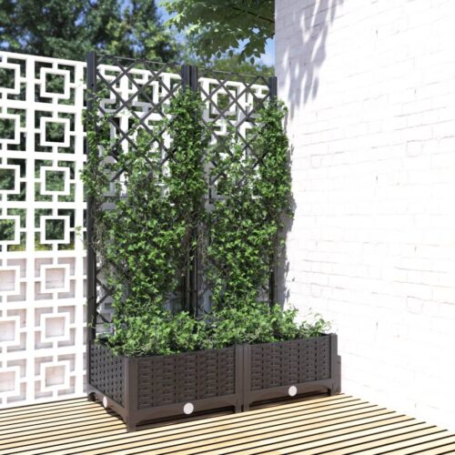 Garden Planter with Trellis Black 80x40x121.5cm PP - Image 2