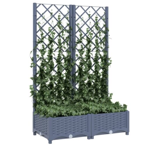 Garden Planter with Trellis Dark Grey 80x40x121.5cm PP - Image 3