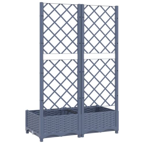 Garden Planter with Trellis Dark Grey 80x40x121.5cm PP - Image 6