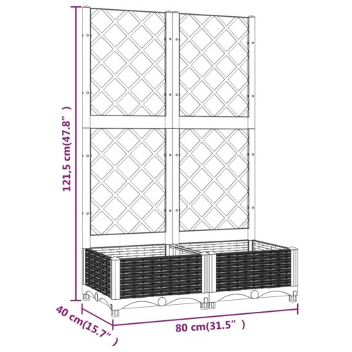 Garden Planter with Trellis Dark Grey 80x40x121.5cm PP - Image 8