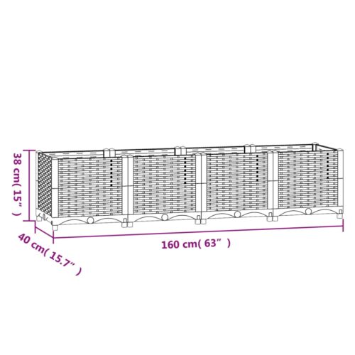 Raised Bed 160x40x38cm Polypropylene - Image 6