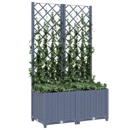 Garden Planter with Trellis Dark Grey 80x40x136cm PP - Image 3