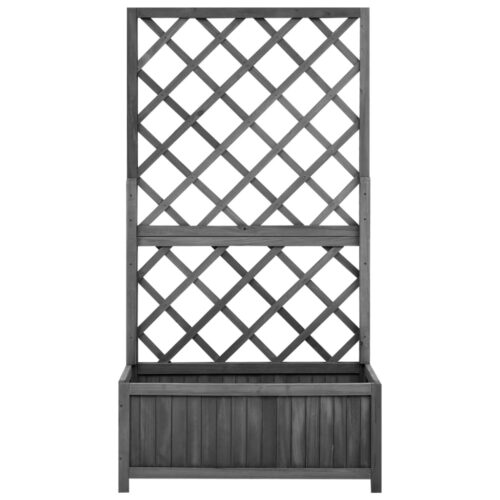 Garden Trellis Planter Black 70x30x135cm Solid Firwood