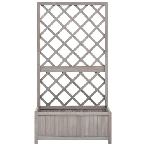 Garden Trellis Planter Grey 70x30x135cm Solid Firwood - Image 3