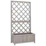 Garden Trellis Planter Grey 70x30x135cm Solid Firwood