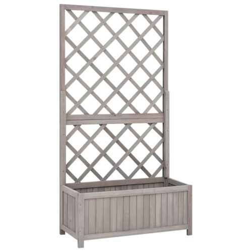 Garden Trellis Planter Grey 70x30x135cm Solid Firwood