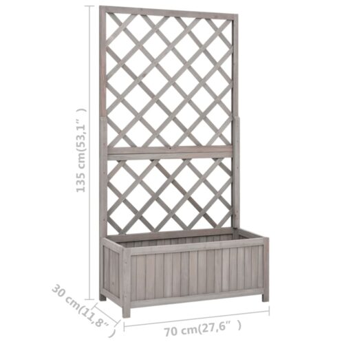 Garden Trellis Planter Grey 70x30x135cm Solid Firwood - Image 8