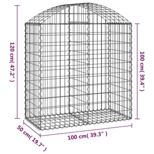 Arched Gabion Basket 100x50x100/120cm Galvanised Iron - Image 5