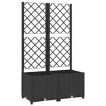 Garden Planter with Trellis Black 80x40x136cm PP