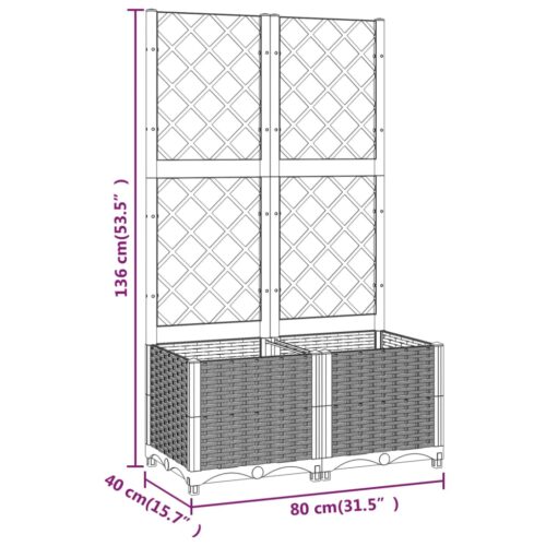 Garden Planter with Trellis Black 80x40x136cm PP - Image 8