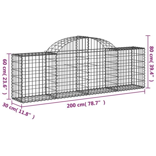 Arched Gabion Basket 200x30x60/80cm Galvanised Iron - Image 5