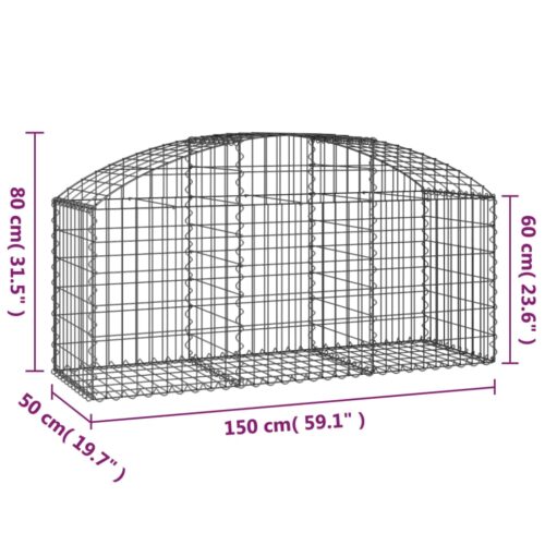 Arched Gabion Basket 150x50x60/80cm Galvanised Iron - Image 5