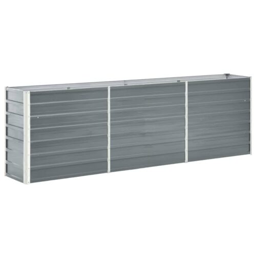 Garden Raised Bed Galvanised Steel 240x40x77cm Grey - Image 2