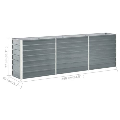 Garden Raised Bed Galvanised Steel 240x40x77cm Grey - Image 6