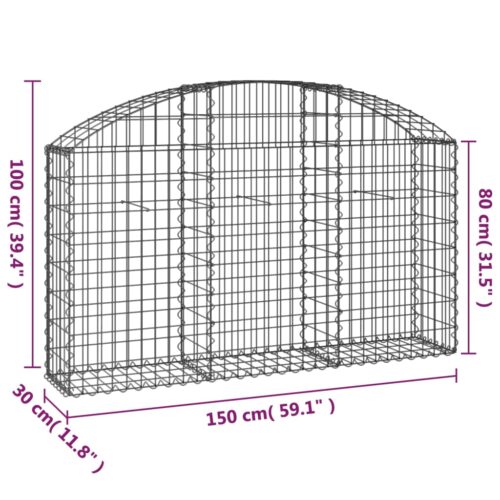 Arched Gabion Basket 150x30x80/100cm Galvanised Iron - Image 5