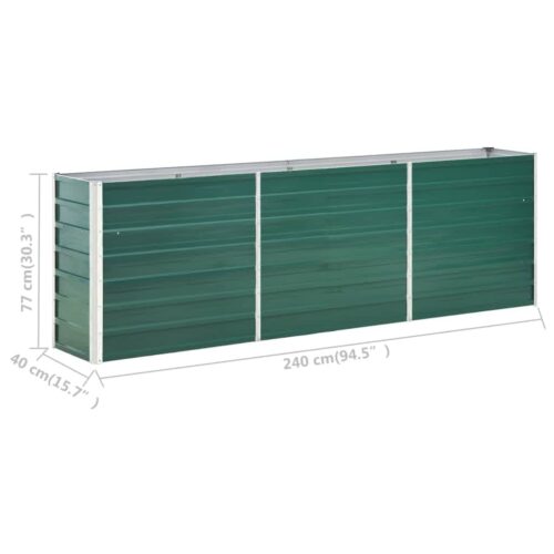 Garden Raised Bed Galvanised Steel 240x40x77cm Green - Image 2