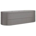 Garden Raised Bed Powder-Coated Steel 224x80x68cm Grey