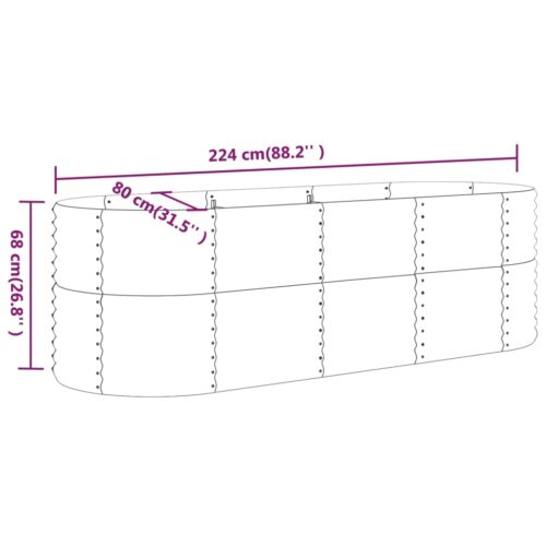 Garden Raised Bed Powder-Coated Steel 224x80x68cm Grey - Image 6