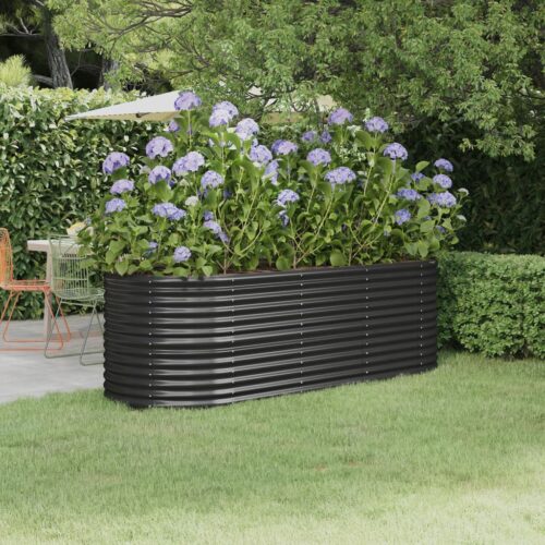 Garden Raised Bed Powder-Coated Steel 224x80x68cm Anthracite - Image 2