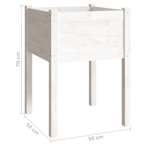Garden Planters 2pcs White 50x50x70cm Solid Pinewood - Image 8
