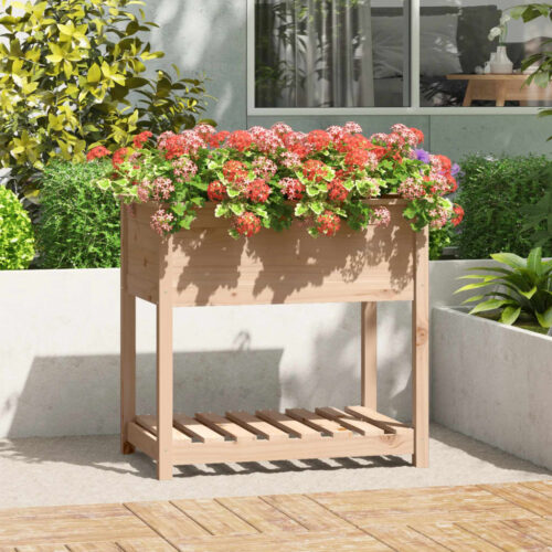 Planter with Shelf 82.5x54x81cm Solid Wood Pine - Image 2