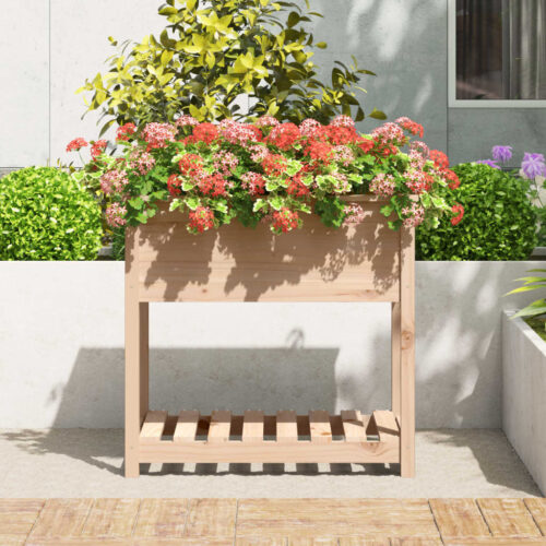 Planter with Shelf 82.5x54x81cm Solid Wood Pine - Image 3