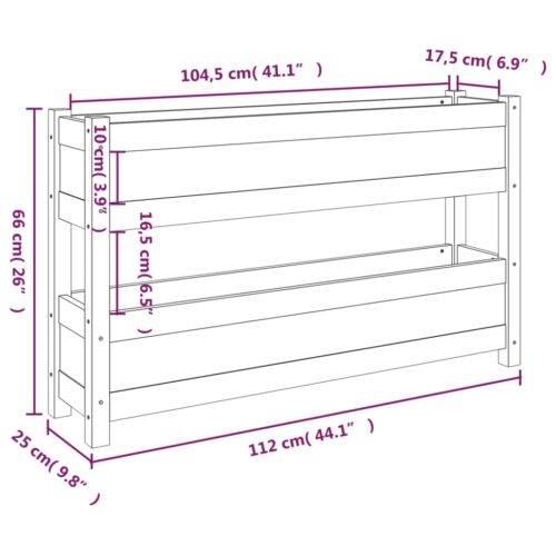Planter 112x25x66cm Solid Wood Pine - Image 9