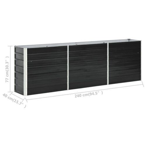 Garden Raised Bed Galvanised Steel 240x40x77cm Anthracite - Image 6