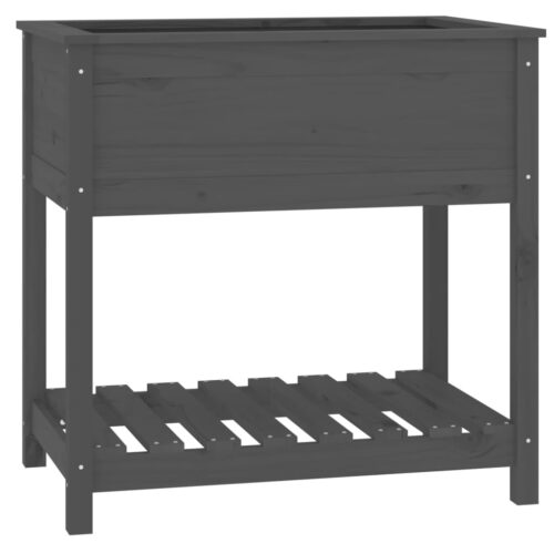 Planter with Shelf Grey 82.5x54x81cm Solid Wood Pine