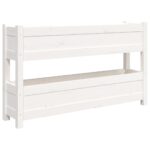 Planter White 112x25x66cm Solid Wood Pine