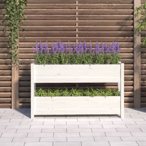 Planter White 112x25x66cm Solid Wood Pine - Image 3