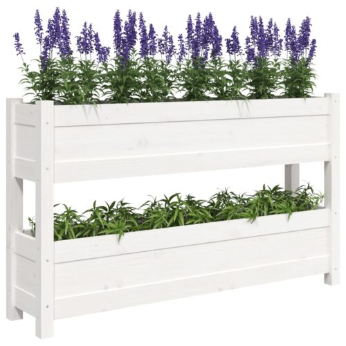 Planter White 112x25x66cm Solid Wood Pine - Image 4
