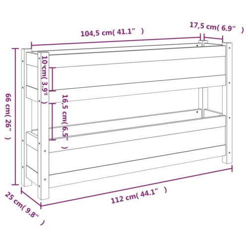 Planter White 112x25x66cm Solid Wood Pine - Image 9
