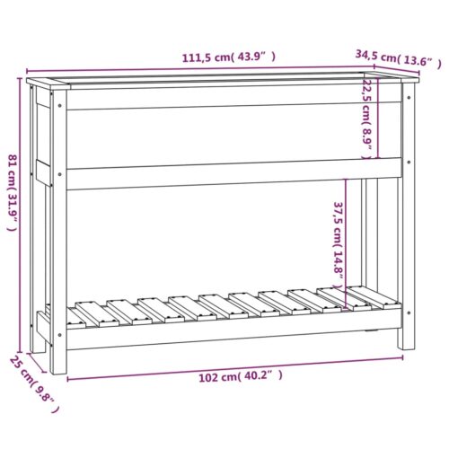 Planter with Shelf Grey 111.5x34.5x81cm Solid Wood Pine - Image 8