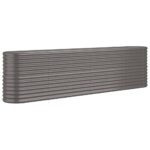 Garden Raised Bed Powder-Coated Steel 260x40x68cm Grey