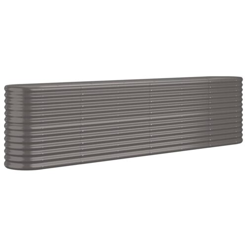 Garden Raised Bed Powder-Coated Steel 260x40x68cm Grey