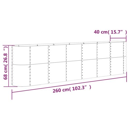 Garden Raised Bed Powder-Coated Steel 260x40x68cm Grey - Image 6
