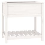 Planter with Shelf White 82.5x54x81cm Solid Wood Pine