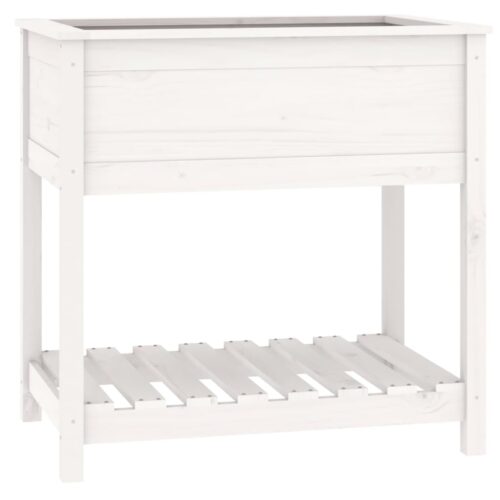 Planter with Shelf White 82.5x54x81cm Solid Wood Pine