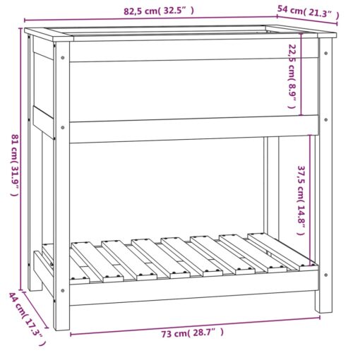 Planter with Shelf White 82.5x54x81cm Solid Wood Pine - Image 8