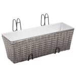 Balcony Raised Beds 2pcs 50cm Grey Poly Rattan