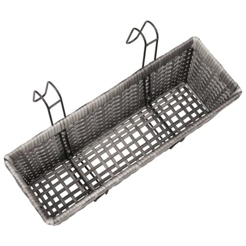 Balcony Raised Beds 2pcs 50cm Grey Poly Rattan - Image 7