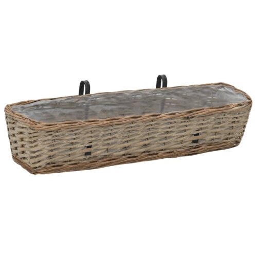 Balcony Planter 2pcs Wicker with PE Lining 80cm